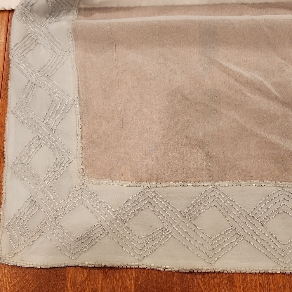 Bernie of New York Beaded Sheer Silk Scarf Dove Gray 21"×81 - Picture 6 of 7